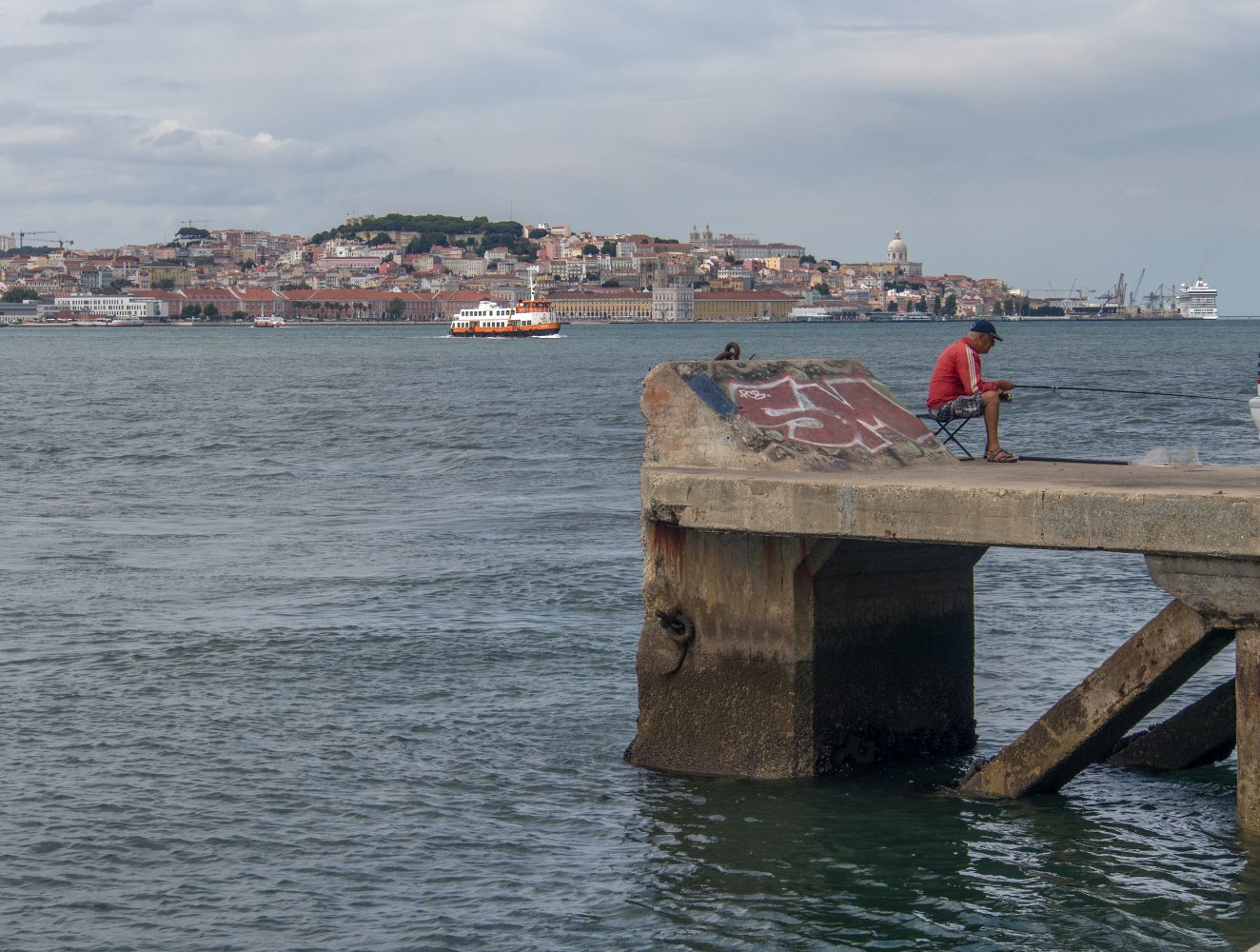 Der TEJO: ein "großes Wasser" zwischen Lissabon und den Alten Kai-Anlagen auf dem gegenüberliegenden Ufer
Foto: Wally Raths